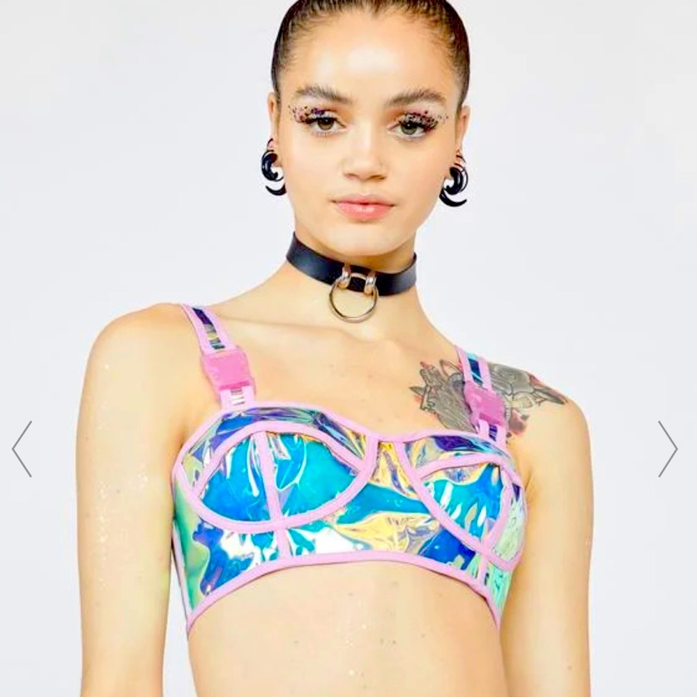 Doll’s Kill Club EXX Dream Crusher Clear Bra Top. Small.